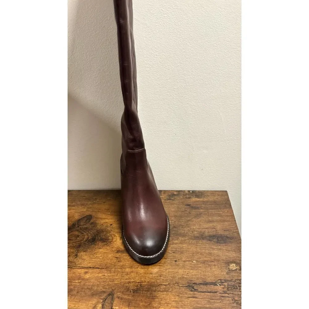 J.CREW Leather Over-the-Knee Burgundy Boots Size 6.5